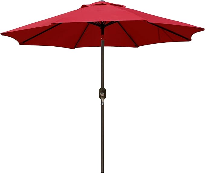 Blissun 9' Outdoor Patio Umbrella, Outdoor Table Umbrella, Yard Umbrella, Market Umbrella with 8 Sturdy Ribs, Push Button Tilt and Crank