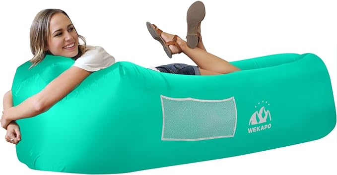WEKAPO Inflatable Couch Air Lounger Chair - Camping & Beach Accessories, Portable Blow up Sofa for Hiking, Lawn, Indoor/Outdoor Movies & Music Festivals. Lightweight and Easy to Set Up Air Hammock