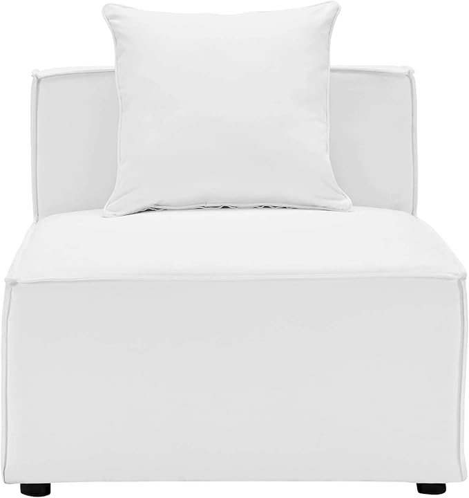 Modway EEI-4209-WHI Saybrook Patio Armless Chair in White 29.5 x 34.5 x 25.5