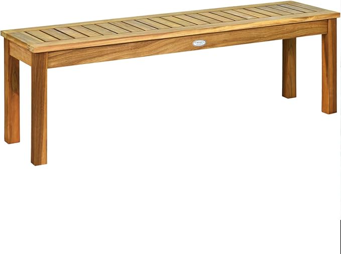 Tangkula 52 Inches Acacia Wood Outdoor Bench, Wood Bench for Dining Room Entryway Poolside Garden, Patio Backless Dining Bench with Slatted Seat, Ideal for Outdoors & Indoors
