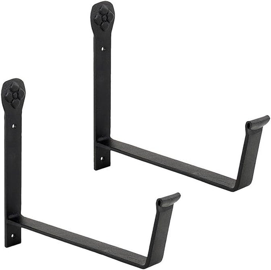 Achla Designs SFB-02 Wall-Mount, 8 inch Flower Window Box Planter Brackets, 8-inch, Black