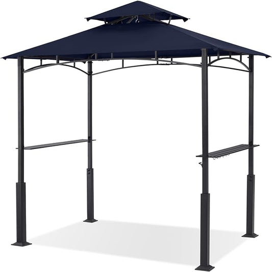 ABCCANOPY 8x5 Grill Gazebo - Outdoor BBQ Canopy Shelter with Led Light for Patio Backyard Grilling (Navy Blue)