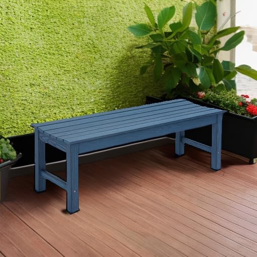 Stoog Outdoor Bench, 2-Person Patio Dining Bench, Waterproof Garden Bench, Never Rot or Fade, for Porch, Garden, Deck, and Entryway, Blue