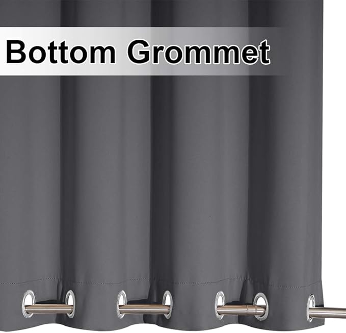 NICETOWN 2 Panels Outdoor Curtains Waterproof Extra Long 108 for Patio, Windproof Energy Thermal Insulated Saving Rustproof Top and Bottom Grommet Blackout Outdoor Drapes for Porch, Grey