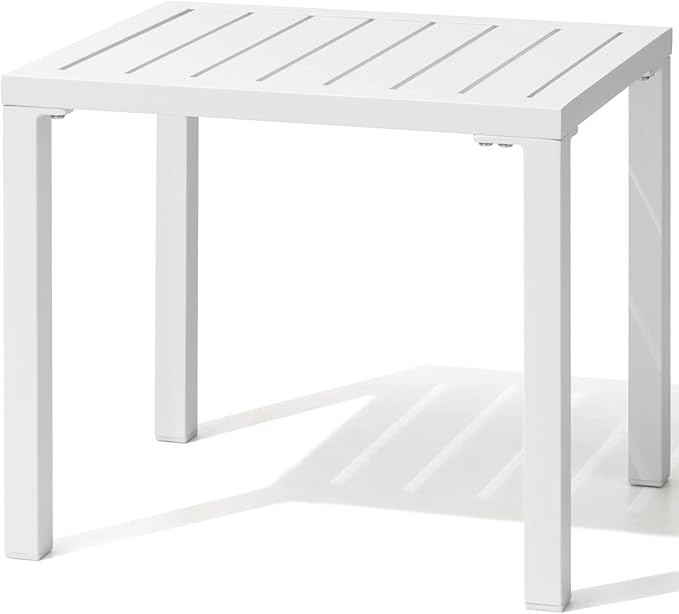 Crestlive Products Outdoor Side Table,Aluminum Rectangular Side/End Table, Small Patio Coffee Bistro Table for Outdoor Indoor
