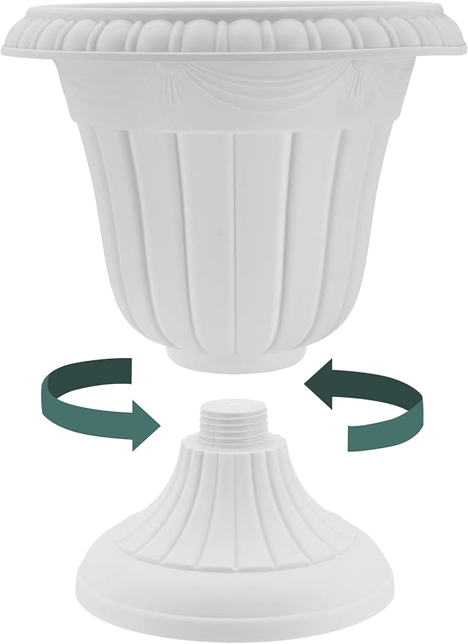 Arcadia Garden Products PL00CP Classic Traditional Plastic Urn Planter, 16" x 18", Brushed Copper