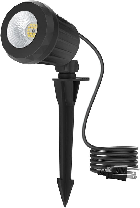 Spotlight Outdoor – 120V Plug-in, 2700K Warm White LED Landscape Spot Lights with RGB 3 Lenses for Yard, Garden, Lawn&Tree Decor, IP67 Waterproof, Perfect for Holidays&Everyday (1 Pack, Black)