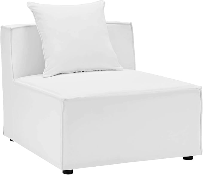 Modway EEI-4209-WHI Saybrook Patio Armless Chair in White 29.5 x 34.5 x 25.5