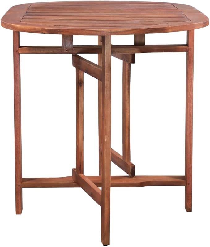 vidaXL Oval Acacia Wood Patio Dining Table - Foldable, Weather-Resistant, 47.2" x 27.6"x 29.1", Rustic Charm for Garden, Deck, Kitchen