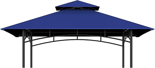 Grill Gazebo Replacement Top, 5 * 8 Outdoor BBQ Top Cover, Double Layer BBQ Gazebo Top Canopy for Model #L-GG001PST-F (Blue)