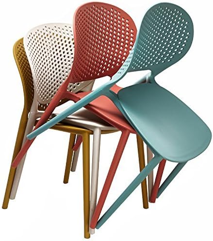 2xhome Set of 2 Patio Dining Chairs | Modern Stackable Outdoor Pool Side Chair | Weather Resistant Plastic for Yard, Porch, Balcony, Kitchen, White