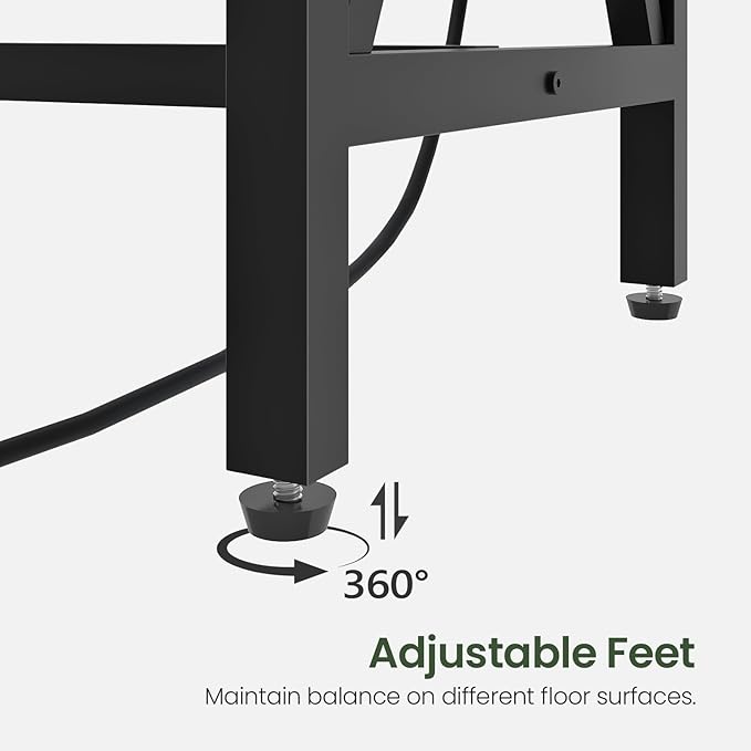 55'' Bar Table, Kitchen Dining Table with Power Outlet and Footrest, Industrial Style, for Pub, Living Room, Rustic Brown and Black TBT09UBB