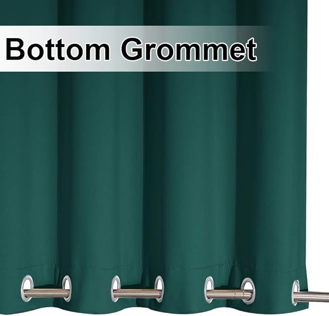 NICETOWN Outdoor Patio Curtain Extra Long Drape 120" L Waterproof/Windproof, Top and Bottom Grommets Blackout Outdoor Drape Privacy Protect for Yard/Porch, 52" W, 1 Panel, Hunter Green