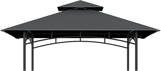Grill Gazebo Replacement Top, 5 * 8 Outdoor BBQ Top Cover, Double Layer BBQ Gazebo Top Canopy for Model #L-GG001PST-F(Dark Gray)