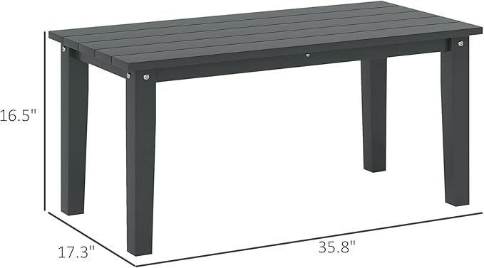 Outsunny HDPE Outdoor Coffee Table, All-Weather Rectangle Patio Coffee Table, Plastic Outdoor Patio Table with Slatted Tabletop for Garden, Balcony, Backyard, Black
