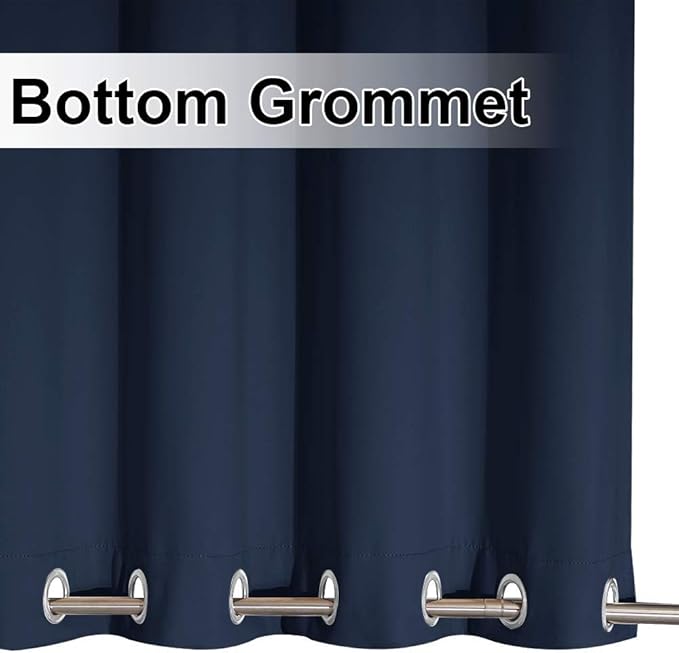 NICETOWN Outdoor Curtain for Patio Waterproof, Rustproof Top and Bottom Grommet Windproof Drape Thermal Insulated Blackout Indoor Outdoor Blinds for Porch/Gazebo, W52 x L84, Navy Blue, 1 Panel