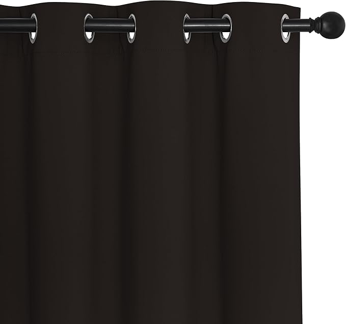 NICETOWN Patio Blackout Curtain Panels - Extra Wide Sliding Door Thermal Insulated Drape, Privacy Room Divider Curtain for Bedroom Office (Toffee Brown, 66 x 118 Inch Long)