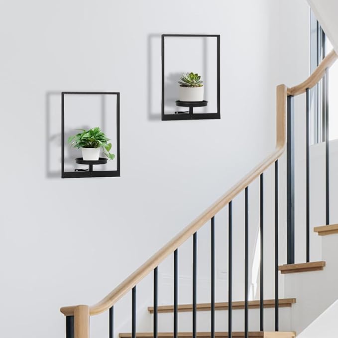 Wall Planters for Indoor Plants, Window Plant Shelves Set of 3, Wall Plant Stand to Hold Large Pots - Premium Metal Hanging Plant Holder for Indoor Outdoor Decor