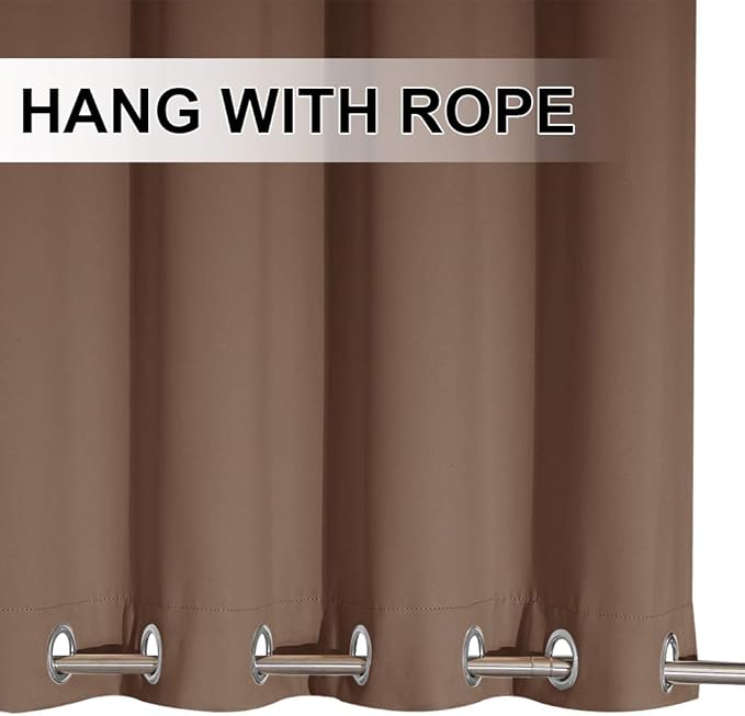 NICETOWN 2 Panels Weighted Blackout Curtains Patio Waterproof, Thermal Insulated Stainless Steel Top and Bottom Grommet Wind-Break Outdoor Drapes Keep Privacy for Pergola, W52 by L84, Tan-Khaki