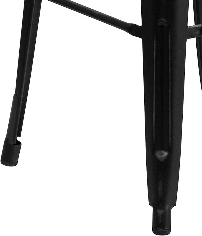 Flash Furniture Kai Commercial Grade 30" High Backless Distressed Black Metal Indoor-Outdoor Barstool