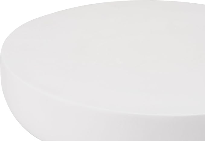 Christopher Knight Home Luce Round Side Table, Outdoor Concrete End Table, Vertical Texture Accent Table, Decorative Side Table, Stylish End Table for Patio Balcony Beach Pool Side, White