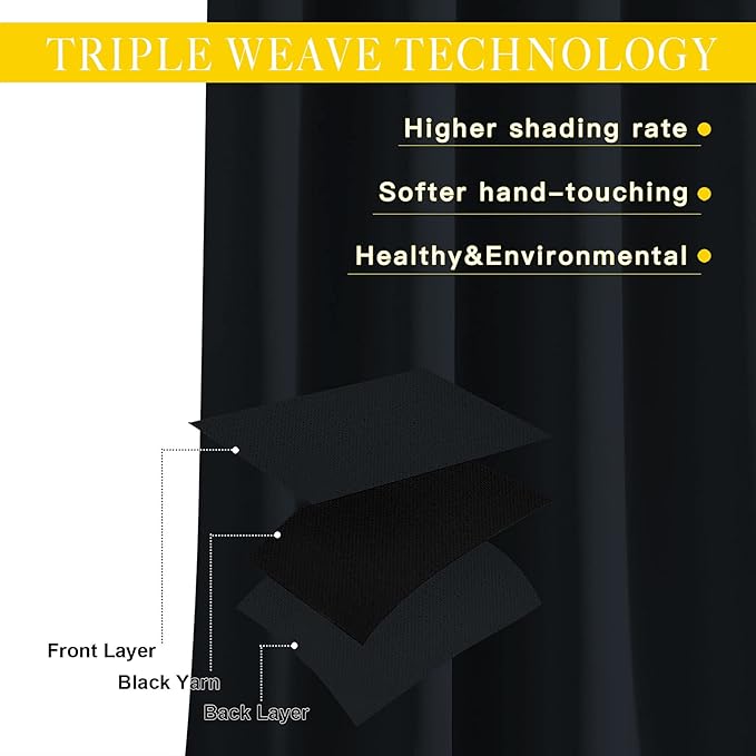 NICETOWN Black Out Living Room Curtain 118 inches Long, Grommet Thermal Insulated Room Darkening Window Treatment for Bedroom/French Door, Black, W80 x L118, 1 Panel