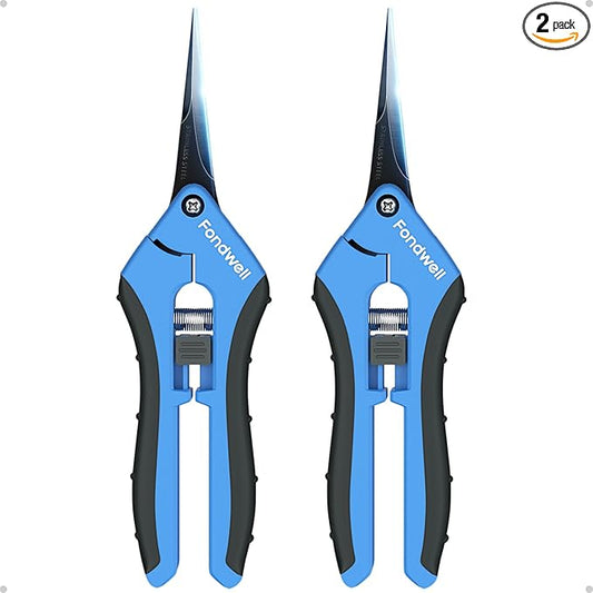 Fondwell 6.5" Pruning Shears Garden Trimmer: 2 Pack of Mini Garden Scissors for Pruning Small Plants, Trim Buds, Pick Fruits, and More