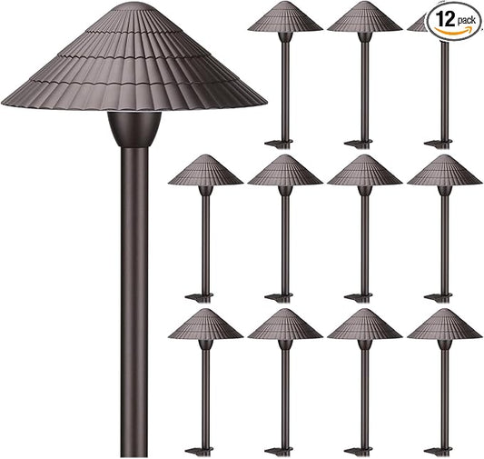 LEONLITE 12-Pack 5CCT LED Low Voltage Landscape Lights, 3W Cast-Aluminum 12-24V Pathway Lights, 1800K-5000K IP65 Path Lights, ETL Listed Landscape Lighting Wired for Yard Lawn, Oil Rubbed Bronze