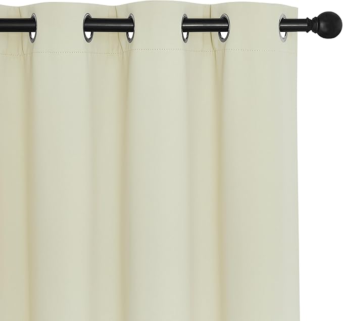 NICETOWN 66 Inch Long Blackout Curtains for Bedroom Living Room, Thermal Insulated Room Darkening Curtains, Light Blocking Blackout Drapes for Bedroom, 66" W x 66" L, 1 Panel, Beige