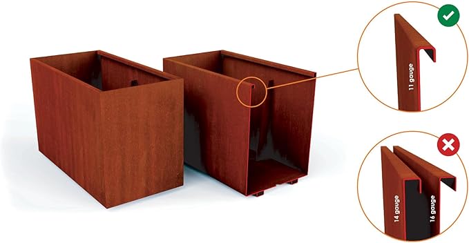 Plantercraft Large Round Planters for Outdoor Plants - 18x18 Inch Corten Steel Planter, Modern Metal Planter for Patio, Deck & Garden
