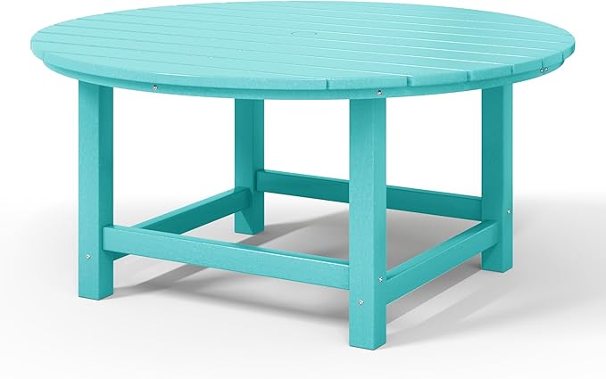 WestinTrends Malibu Low Outdoor HDPE Round Patio Coffee Table, Turquoise