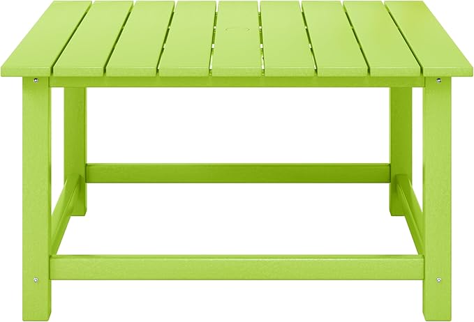 WestinTrends Malibu Low Outdoor HDPE Square Patio Coffee Table, Lime