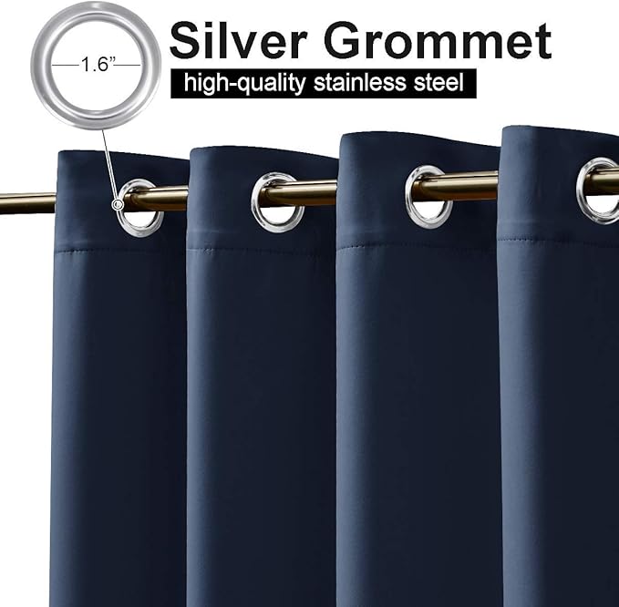 NICETOWN Outdoor Curtain for Patio Waterproof Extra Long 108", Windproof Thermal Insulated Top and Bottom Stainless Steel Grommets Blackout Outdoor Drape for Porch, Navy Blue, 1 Piece, 52" Wide