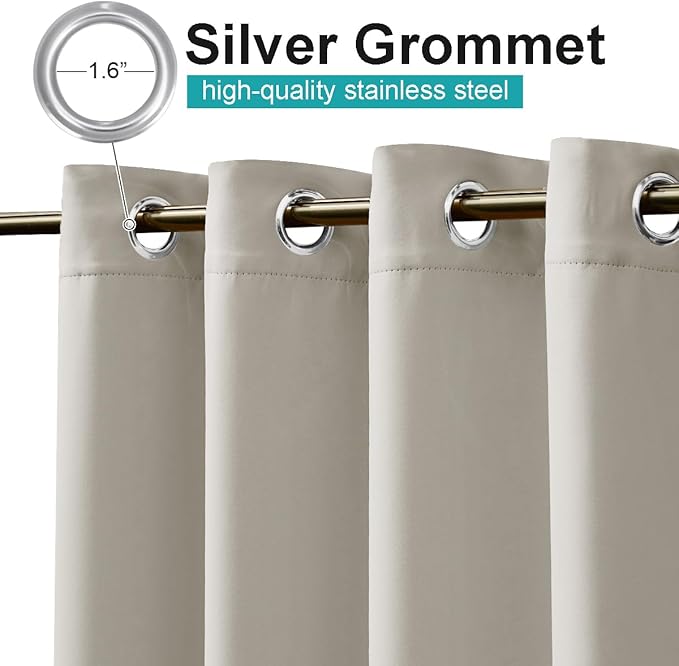 NICETOWN Outdoor Curtains for Patio W100 x L95 inch 2 Pieces, Sun Blocking Screen Shades 100% Privacy for Porch, Pergola, Lanai, Outside Deck, Weatherproof Blinds for All Season, Natural