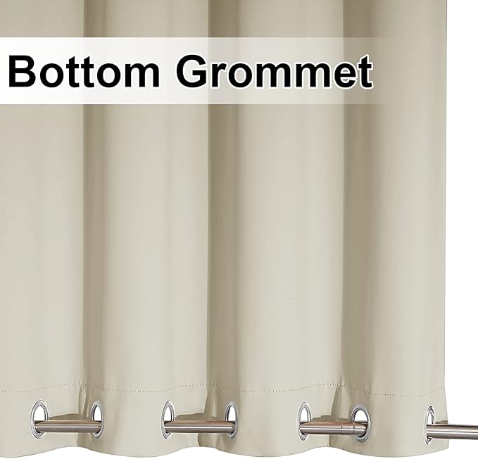 NICETOWN Outdoor Curtains for Patio Waterproof & Windproof 2 Panels, Thermal Insulated Top and Bottom Fixed Rustproof Grommets Light Block Outdoor Curtain Drapes for Pool, Beige, W52 by L95
