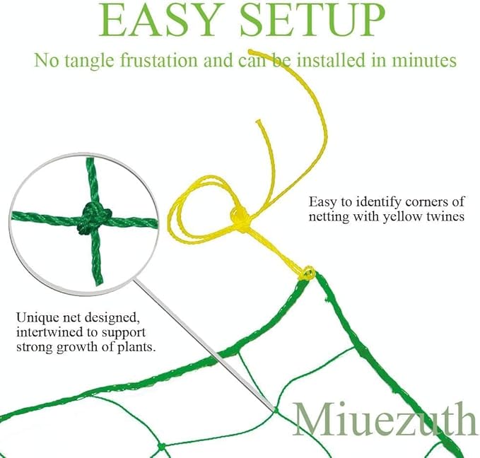 Trellis Netting for Climbing Plants - Heavy Duty Garden Trellis Netting for Cucumber, Vine, Fruits & Vegetables Tomato Plants Trellis Net, Climbing Vining Plants (2-Pack 16.4' x 6.6'Ft)