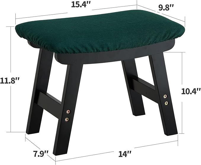 Foot Stool Ottoman Foot Rest Under Desk,Small Stool for Living Room, Bedroom and Kitchen (Black Legs - Green Stool Surface)