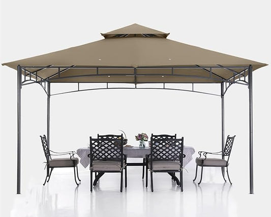 ABCCANOPY Gazebos for Patios 10x12 - Outdoor Steel Frame Gazebo for Lawn Backyard Garden Deck (Khaki)