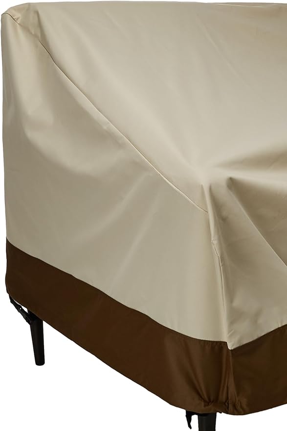 Amazon Basics 2-Seater Deep Lounge Sofa, Outdoor Couch and Patio Furniture Cover, Waterproof, Anti-UV, Water Resistant, Durable, Beige/Tan