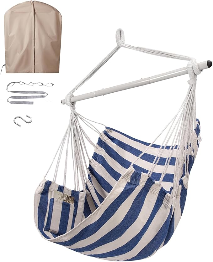 ADVOKAIR Hammock Chair Swing, Heavy-Duty Hanging Rope Swing Seat Supports 500 Lbs, Ideal for Outdoor Patio, Backyard, Porch, Deck & Indoor Bedroom Use