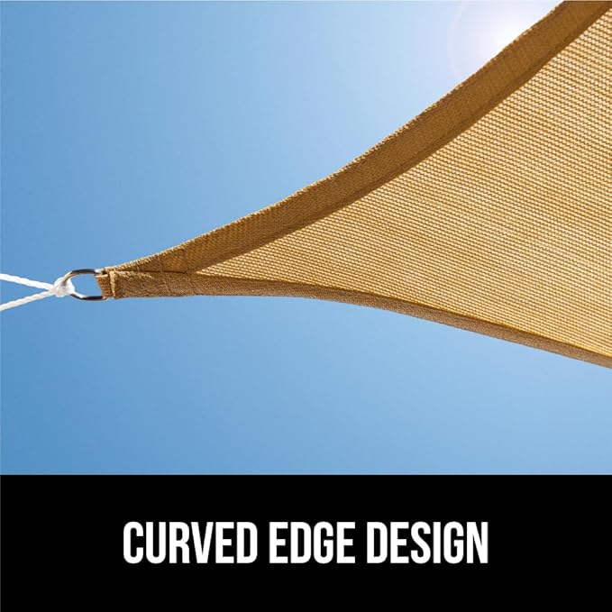 GORILLA GRIP Heavy Duty Sun Shade, UV Protection Fade Tear and Rust Resistant Rectangle Sunshade Canopy, Curved Edges Blocks Sunlight, Breathable Sail, Outdoor Patio, Lawn Garden, 8x10 FT Sand