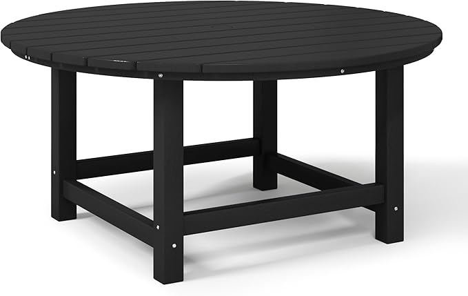 WestinTrends Malibu Low Outdoor HDPE Round Patio Coffee Table, Black