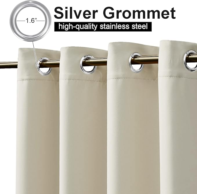 NICETOWN Outdoor Curtain for Patio Waterproof, Sun Blocking Rustproof Grommet Top and Bottom Windproof, Durable Windproof Sun/Rain Blocking for Pergola/Porch, W52 x L108, Sold by Single, Beige