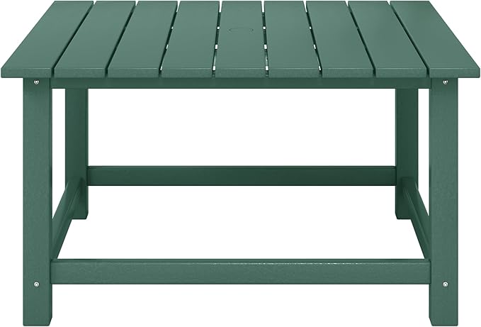 WestinTrends Malibu Low Outdoor HDPE Square Patio Coffee Table, Dark Green