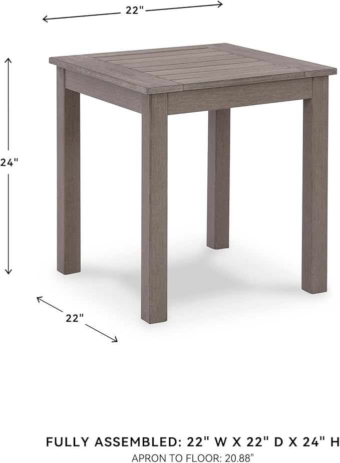 Signature Design by Ashley Hillside Barn Casual Outdoor Weatherwood Resin Polymer End Table with Slatted Tabletop, Brown