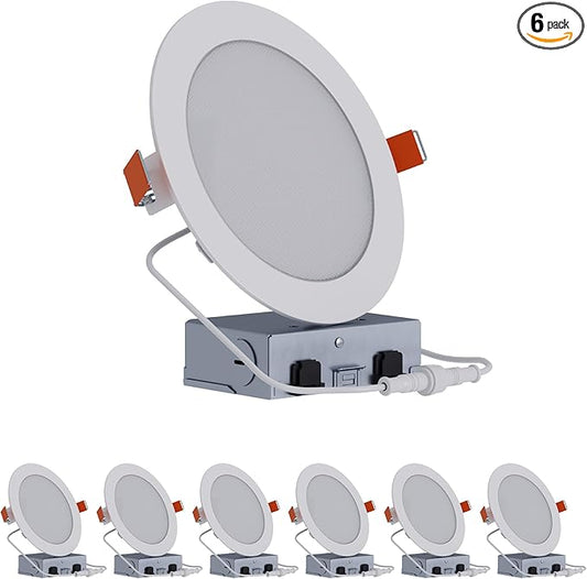 HALO HLB 6 in LED Recessed Lighting Canless Dimmable Wet Location Selectable Lumens and Selectable Color 27/30/35/40/5000K 6 Pack Indoor Outdoor Soffit Ceiling Light HLB6LSFS5-6PK
