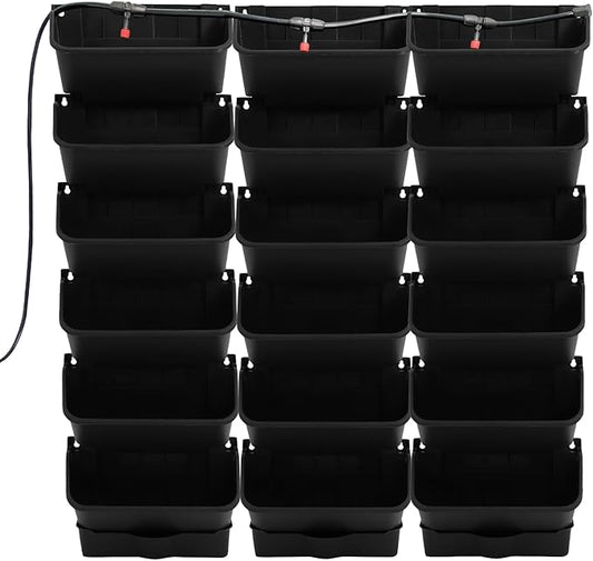 18 Pots Self-Watering Vertical Garden Planter Wall Mounted,with Smart Automatic Watering System, Digital Timer,Space Saving Wall Planter for Herbs Vegetables Fruits Flowers (Black)