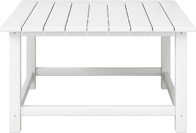 WestinTrends Malibu Low Outdoor HDPE Square Patio Coffee Table, White