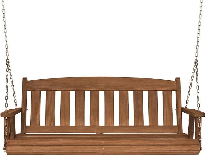 Amish Heavy Duty 800 Lb Mission Treated Porch Swing with Hanging Chains (5 Foot, Oak Stain)