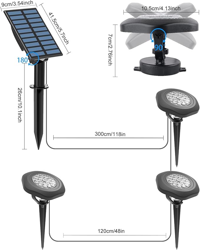 CORESLUX Solar Spot Lights Outdoor Waterproof IP68, 3-in-1 LED Cool Light Solar Landscape Lights, 2 Light Modes Landscape Path Lights for Outside Garden Yard Pond Pathway